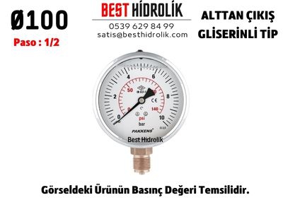 Ø100%200,6%20Bar%20ALTTAN%20ÇIKIŞLI%20GLİSERİNLİ%20MANOMETRE