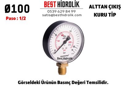 Ø100%2040%20Bar%20ALTTAN%20ÇIKIŞLI%20KURU%20MANOMETRE