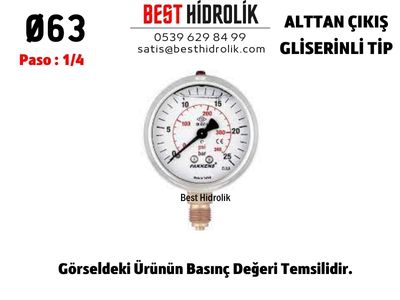 Ø63%206%20Bar%20ALTTAN%20ÇIKIŞLI%20GLİSERİNLİ%20MANOMETRE