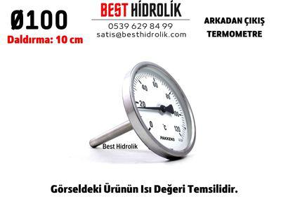 Ø100 -30 +60 °C Termometre Daldırma Boyu 10 cm Arkadan Bağlantılı G 1/2