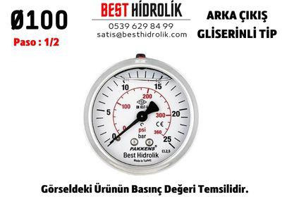 Ø100 600 Bar ARKADAN ÇIKIŞLI GLİSERİNLİ MANOMETRE