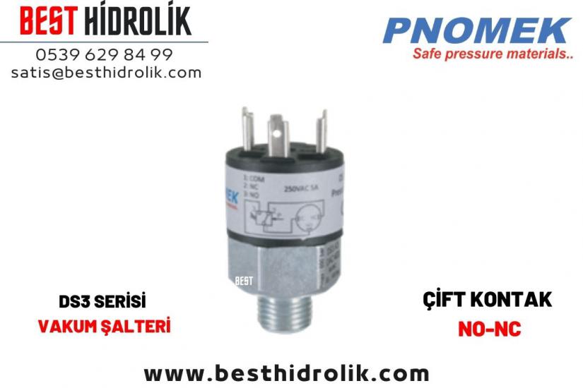 Pnomek -0,85 -  0,15 bar 1/4 Mini Vakum Şalteri  ( VDS3 A3 DAC 001 )