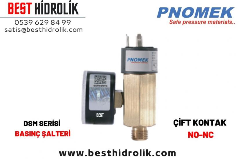 Pnomek 1 - 12 bar 1/4 Mini Basınç Şalteri Manometreli ( DSM Y A3 DAC 012 )