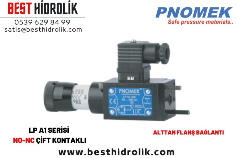 Pnomek 7 - 70 bar Alttan Flanş Bağlantılı Basınç Şalteri ( Anahtarı ) ( LP A1 070 )