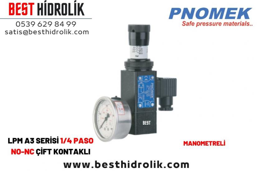 Pnomek 7 - 70 bar Manometreli Basınç Şalteri ( Anahtarı ) ( LPM A3 070 )