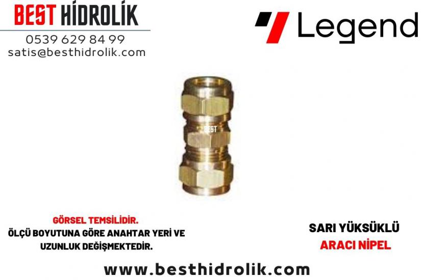 6 x 6 mm Sarı Yüksüklü Aracı Çift Taraf Nipel